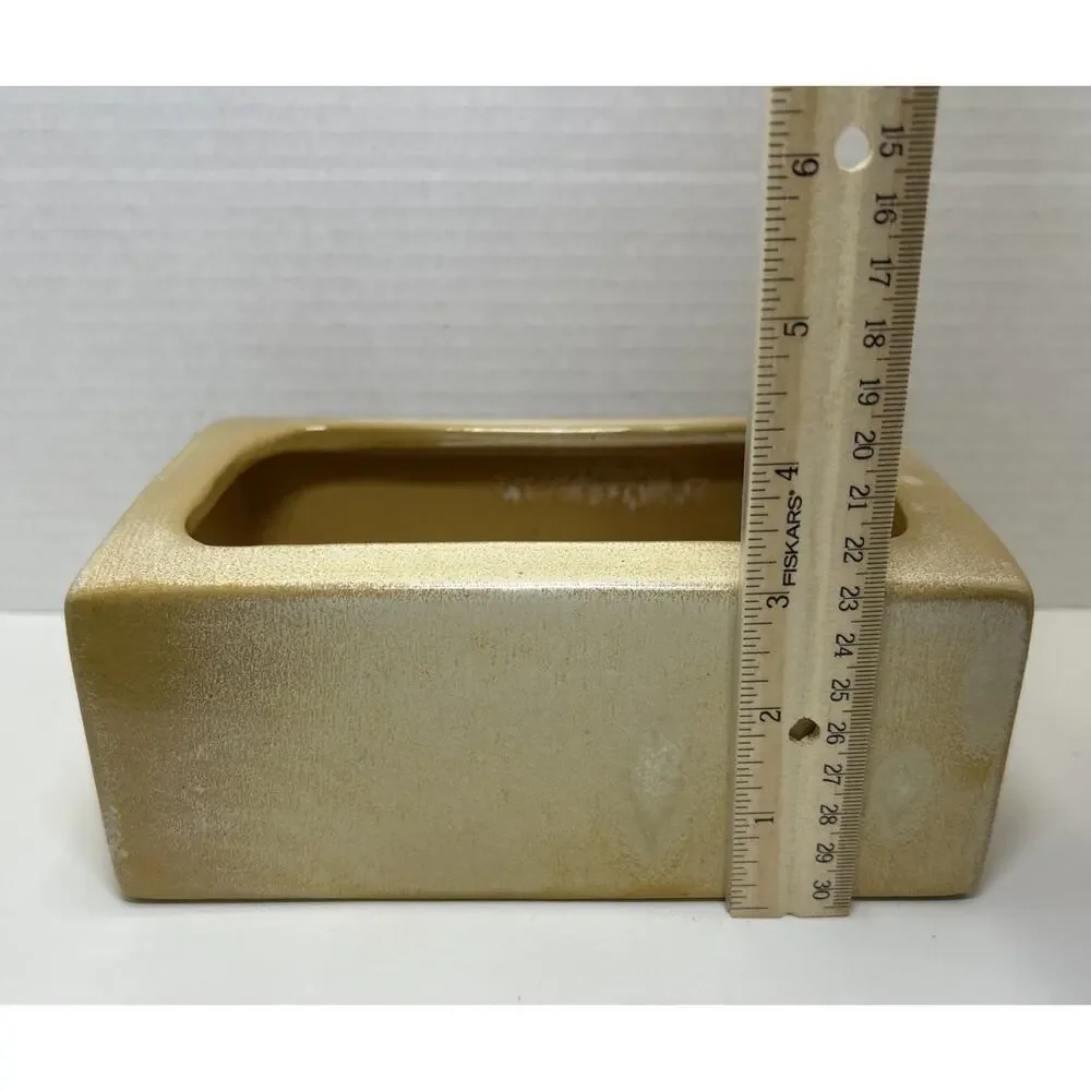 Vtg Frankoma Pottery Desert Gold Pillow Vase / Rectangle Planter Plainsman 62